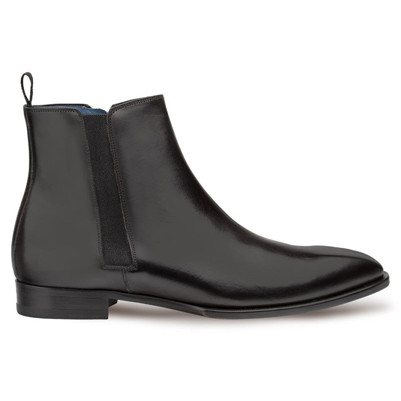 Mezlan Brock Calfskin Plain Toe Chelsea Boots Black
