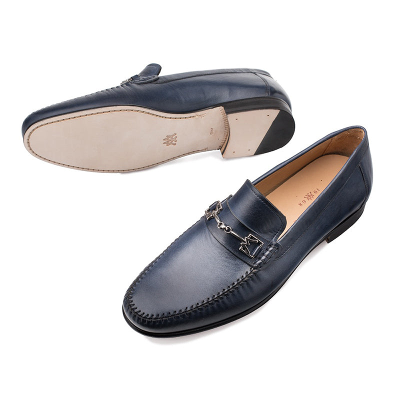 Mezlan Brussels Handsewn Moccasin Blue