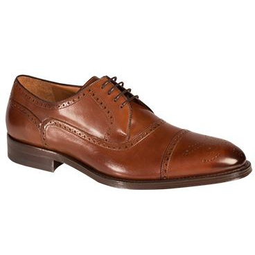 Mezlan Burgos Calfskin Cap Toe Brogues Cognac