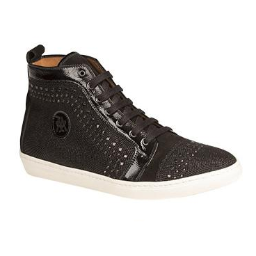 Mezlan Cabrillo Glass Suede Fashion Sneakers Black