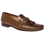 Mezlan Cafaro Lizard & Calfskin Tassel Loafers Tan