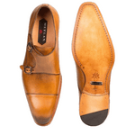 Mezlan Cajal Double Monk Strap Shoes Honey