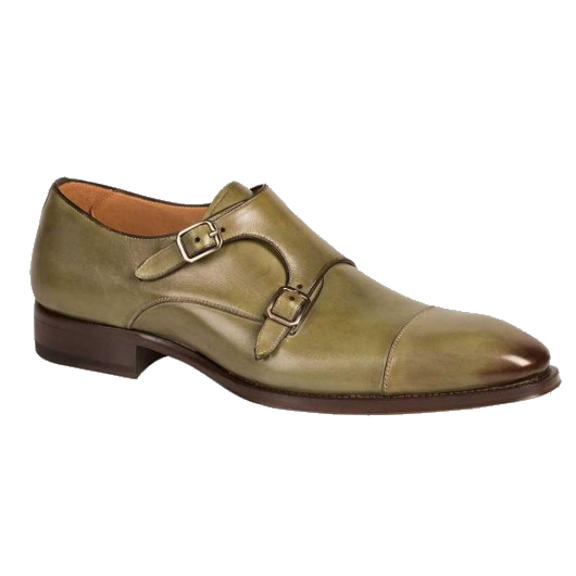 Mezlan Cajal Double Monk Strap Shoes Olive