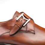 Mezlan Calfskin Cap Toe Monkstrap Shoes Cognac (E20244)