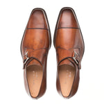 Mezlan Calfskin Cap Toe Monkstrap Shoes Cognac (E20244)
