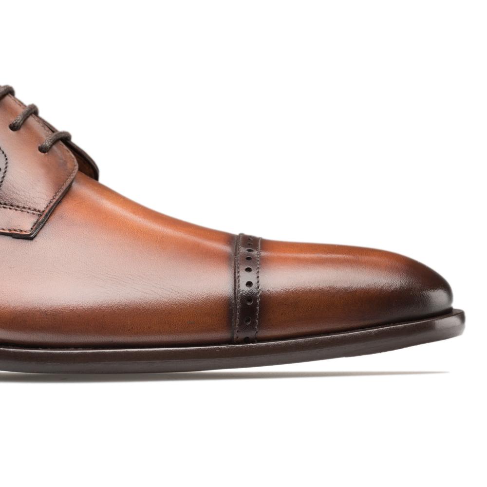 Mezlan Calfskin Cap Toe Oxfords Cognac