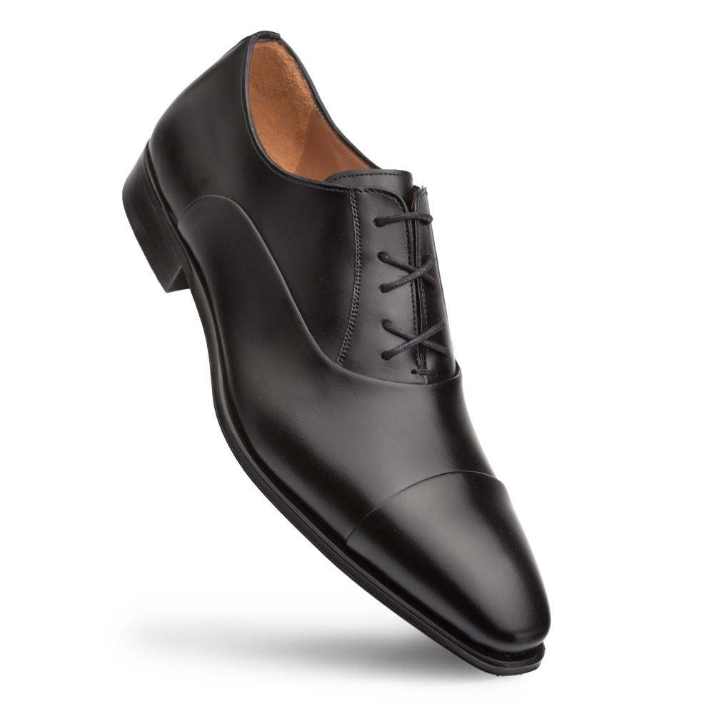 Mezlan Calfskin Folded-Seam Oxfords Black (E20245)