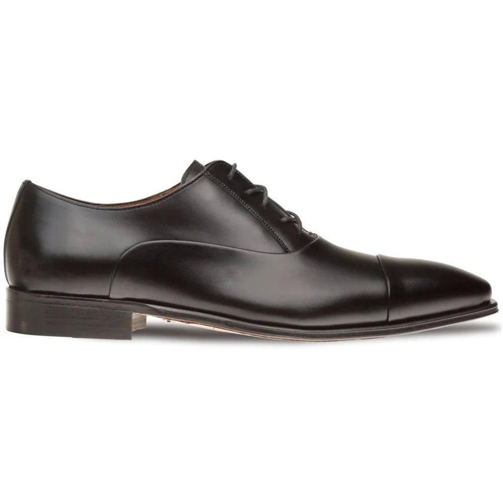 Mezlan Calfskin Folded-Seam Oxfords Black