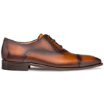 Mezlan Calfskin Folded-Seam Oxfords Cognac