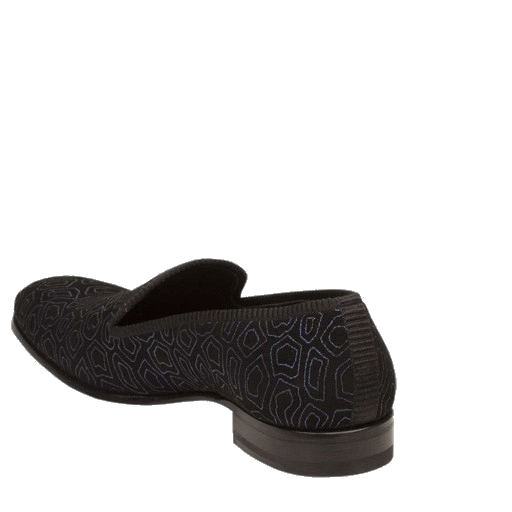 Mezlan Camile Printed Suede Evening Loafers Black