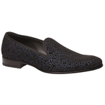 Mezlan Camile Printed Suede Evening Loafers Black