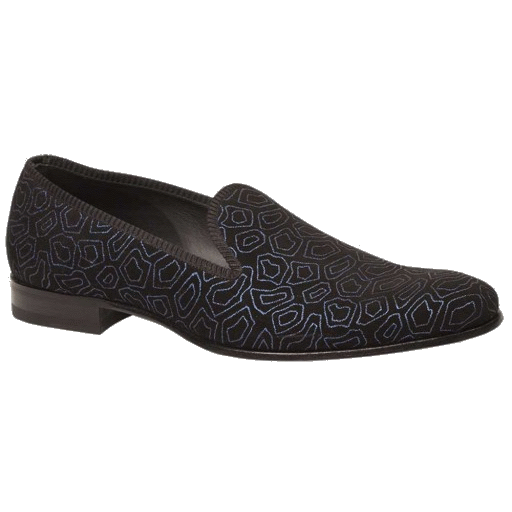 Mezlan Camile Printed Suede Evening Loafers Black