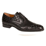 Mezlan Camus Embossed Calfskin Spectator Shoes Black