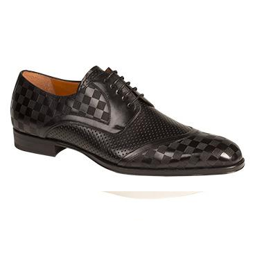 Mezlan Camus Embossed Calfskin Spectator Shoes Black