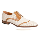 Mezlan Camus Embossed Calfskin Spectator Shoes Bone / Camel