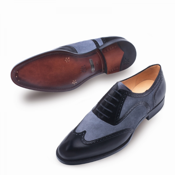 Mezlan Cantone Wingtip Shoes Black / Gray