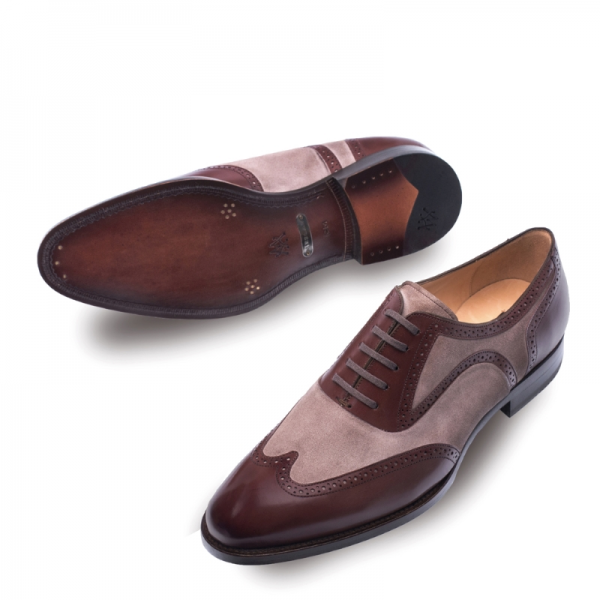 Mezlan Cantone Wingtip Shoes Brown / Taupe