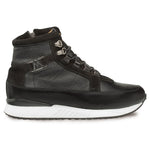 Mezlan Cardew Calfskin Hi-top Lace Up Sneakers Black