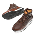 Mezlan Cardew Calfskin Hi-top Lace Up Sneakers Brown