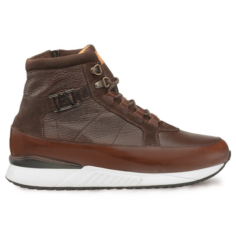 Mezlan Cardew Calfskin Hi-top Lace Up Sneakers Brown