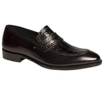 Mezlan Ciardi Crocodile & Calfskin Strap Loafers Black