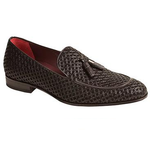 Mezlan Carol Embossed Suede Tassel Loafers Black