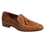 Mezlan Carol Embossed Suede Tassel Loafers Tan