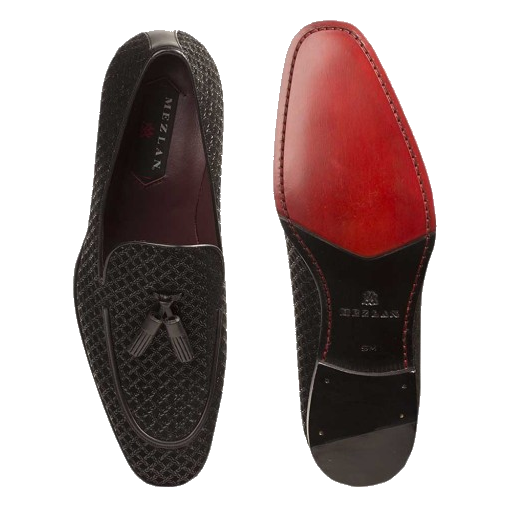 Mezlan Carol Textured Suede Tassel Loafers Black