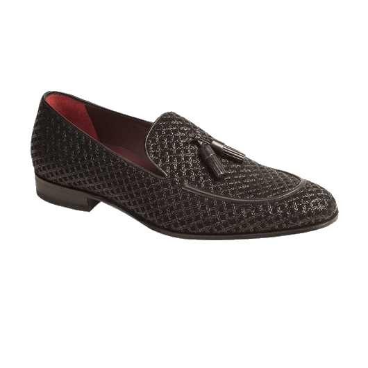 Mezlan Carol Textured Suede Tassel Loafers Black