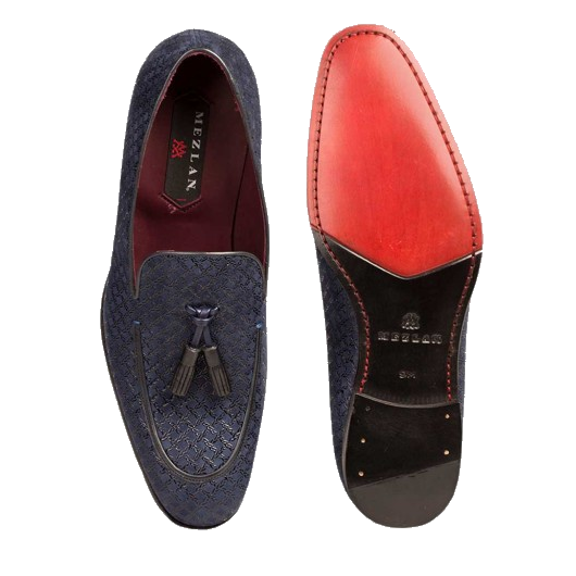 Mezlan Carol Textured Suede Tassel Loafers Blue