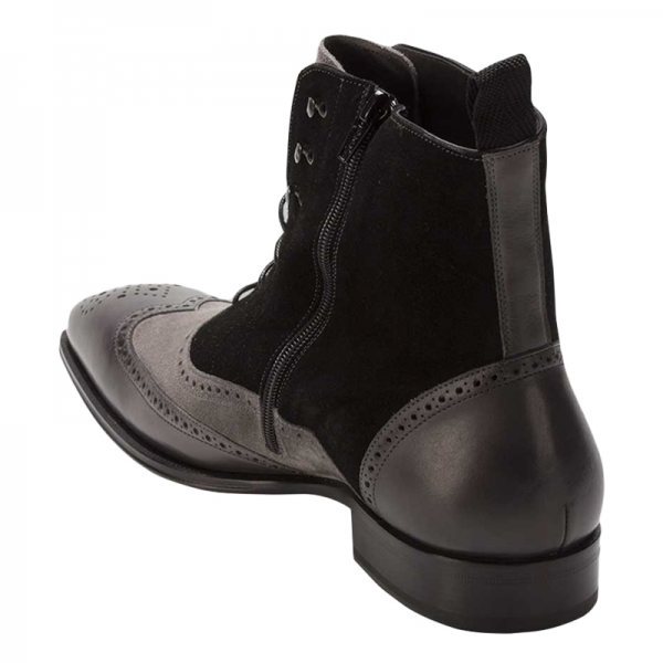 Mezlan Cerezo Calfskin Suede Hi-Top Boot Grey / Black