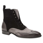 Mezlan Cerezo Calfskin Suede Hi-Top Boot Grey Black
