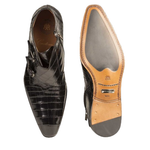 Mezlan Chauncey Double Monk Strap Alligator Boots Black