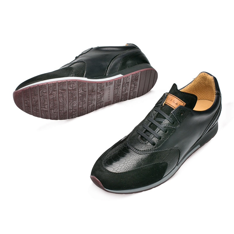Mezlan Chiron Ostrich Sneakers Black