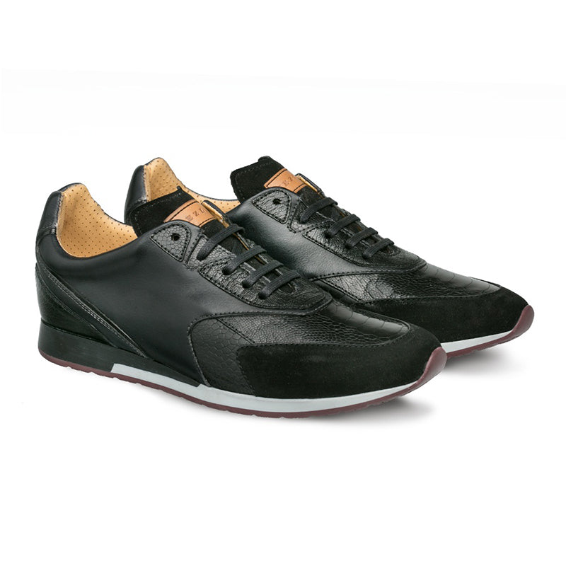 Mezlan Chiron Ostrich Sneakers Black