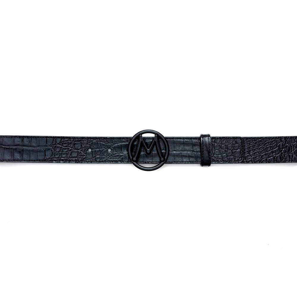 Mezlan Circle Icon Crocodile Belt Black 