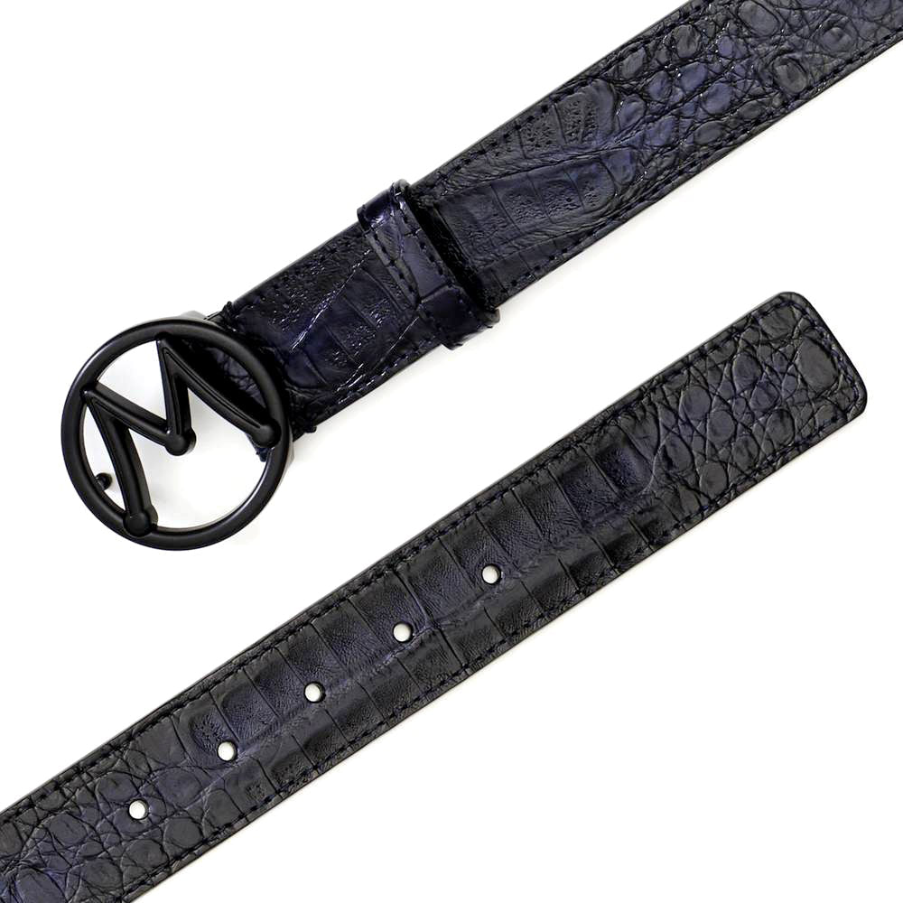 Mezlan Circle Icon Crocodile Belt Blue 