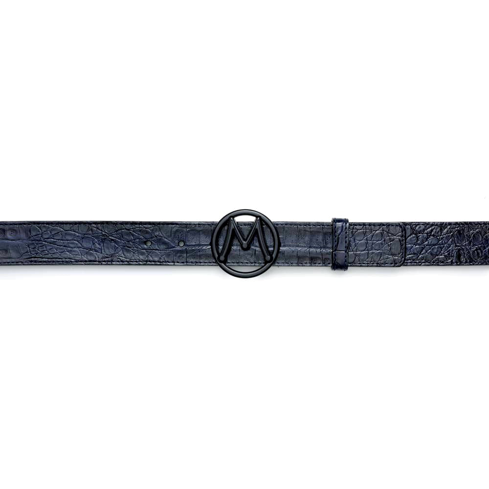 Mezlan Circle Icon Crocodile Belt Blue 