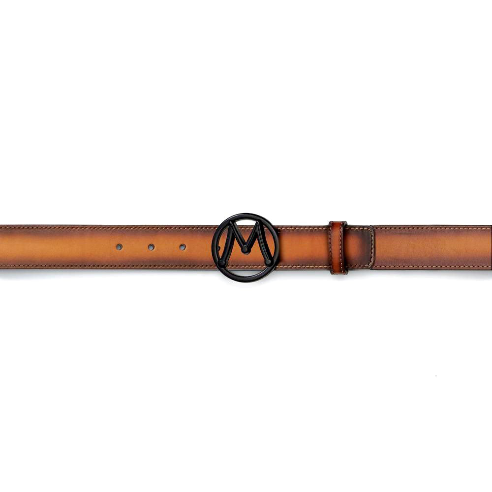 Mezlan Circle Icon Patina Belt Tan 