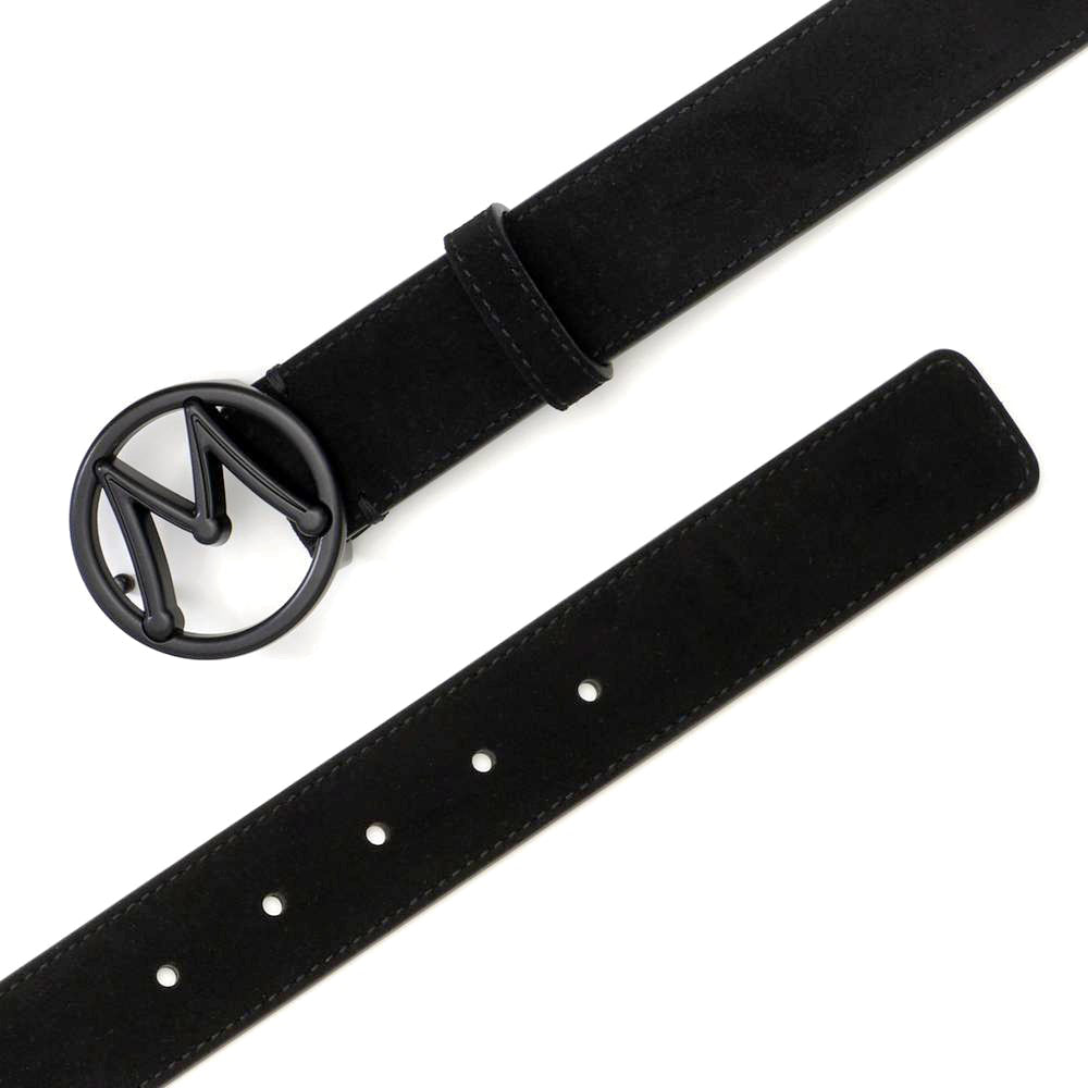 Mezlan Circle Icon Suede Belt Black 