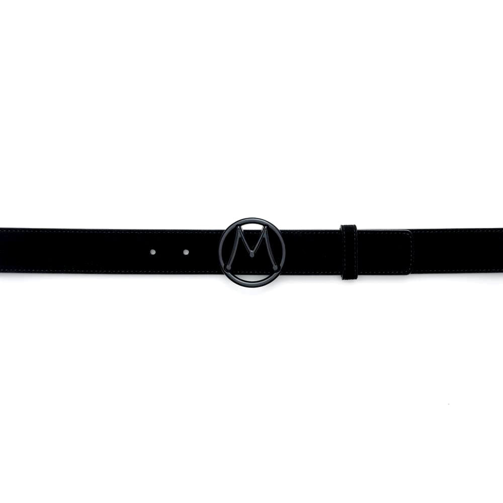 Mezlan Circle Icon Suede Belt Black 