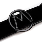 Mezlan Circle Icon Suede Belt Black