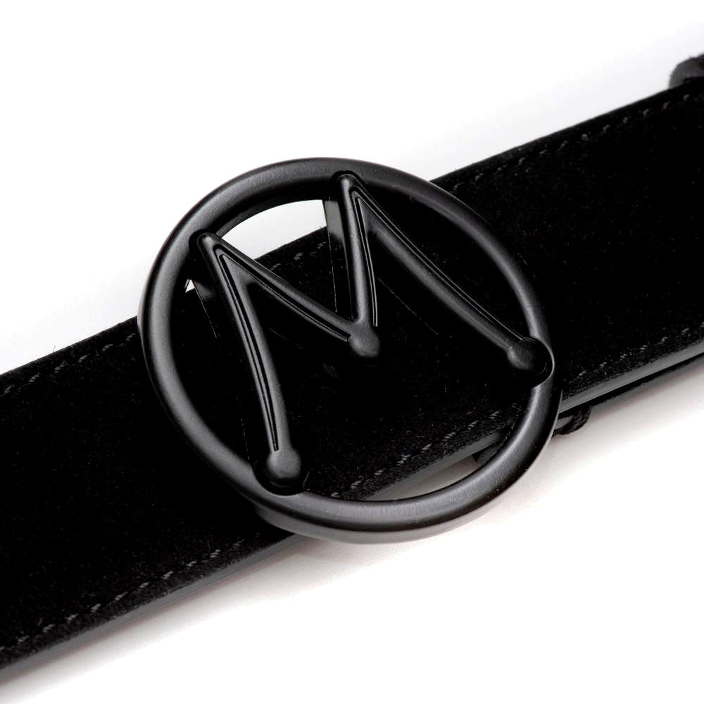 Mezlan Circle Icon Suede Belt Black