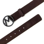 Mezlan Circle Icon Suede Belt Dark Brown 