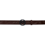 Mezlan Circle Icon Suede Belt Dark Brown 