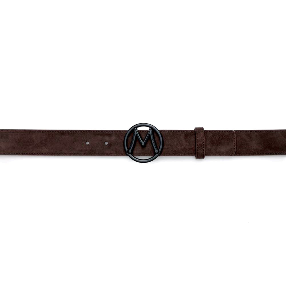 Mezlan Circle Icon Suede Belt Dark Brown 
