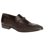 Mezlan Clovet Calfskin & Ostrich Leg Loafers Black
