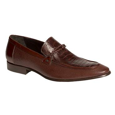 Mezlan Clovet Calfskin & Ostrich Leg Loafers Brown
