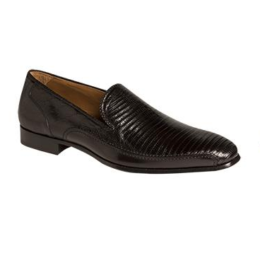 Mezlan Coello Lizard & Calfskin Loafers Black