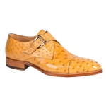 Mezlan Cohen Ostrich Monk Strap Shoes Mustard